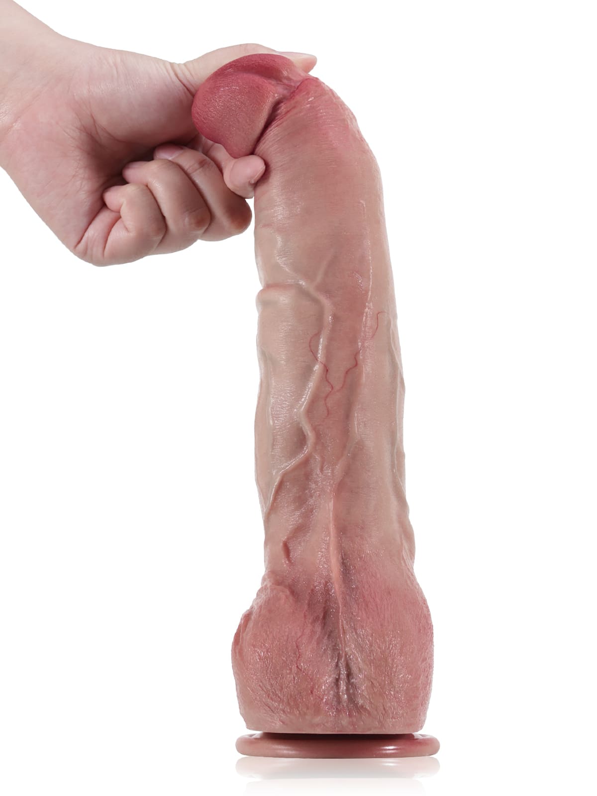 Jeff 12" x 2" Flesh Huge Anal Dildo With Metal Keel Bendable - RealCocks