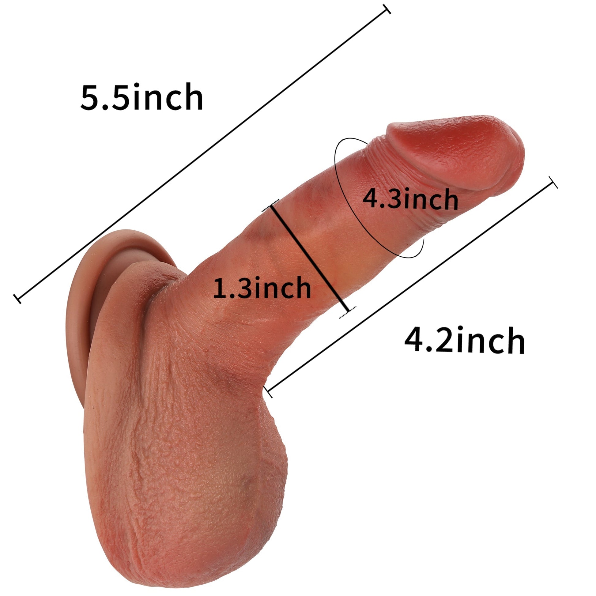 Pocky 5 inch Most Realistic Dildo Brown Skin Realman Dildo Position 3