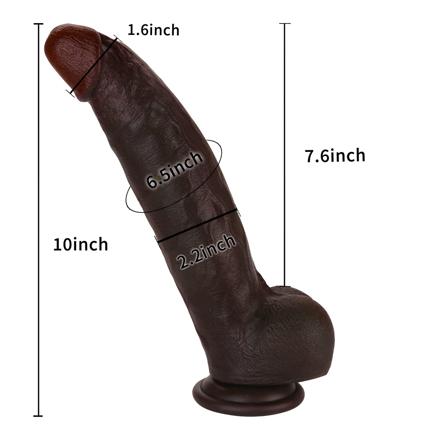 Baron 10 Zoll BBC Realistischer gekrümmter Dildo Echte Haut mit Kiel
