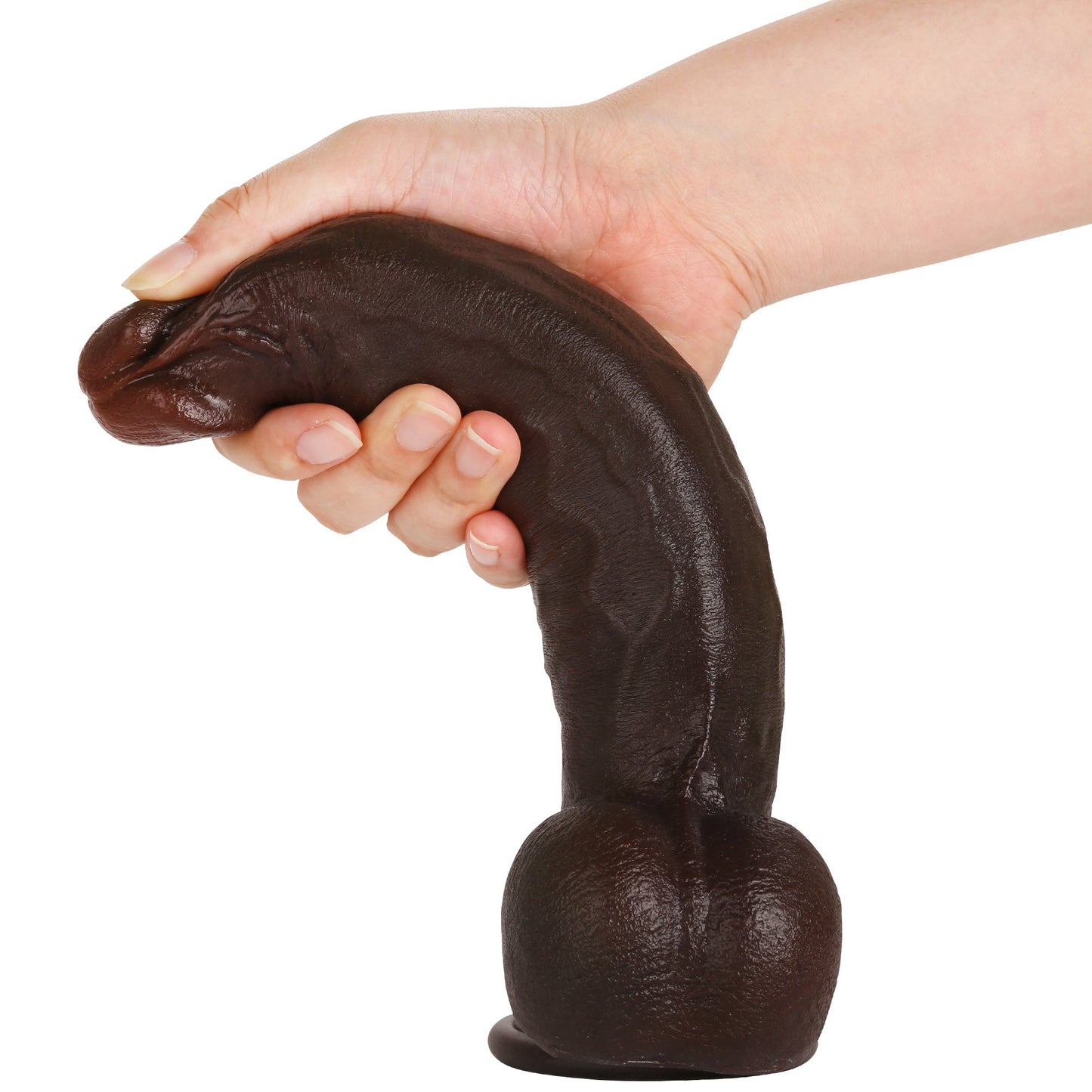 Baron 10 Zoll BBC Realistischer gekrümmter Dildo Echte Haut mit Kiel