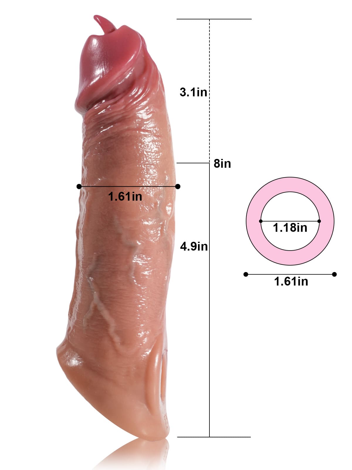 Corona 8” Length x 3.6” Vibrating Girth Vibrating Penis Sleeve - RealCocks