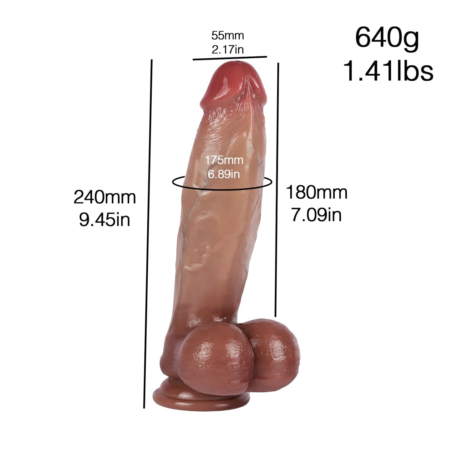 Dirk 9.5in Silicone Suction Cup BBC Realistic Huge Dildo - RealCocks