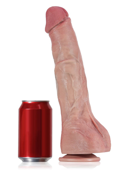 Jeff 12" x 2" Flesh Huge Anal Dildo With Metal Keel Bendable - RealCocks