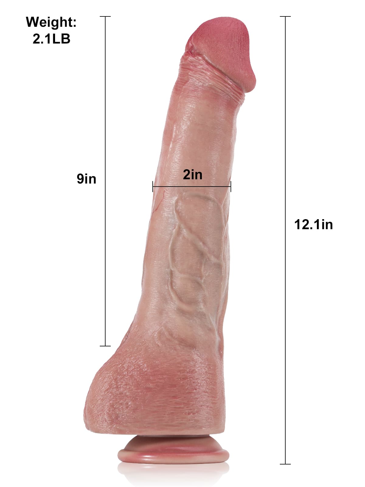 Jeff 12" x 2" Flesh Huge Anal Dildo With Metal Keel Bendable - RealCocks