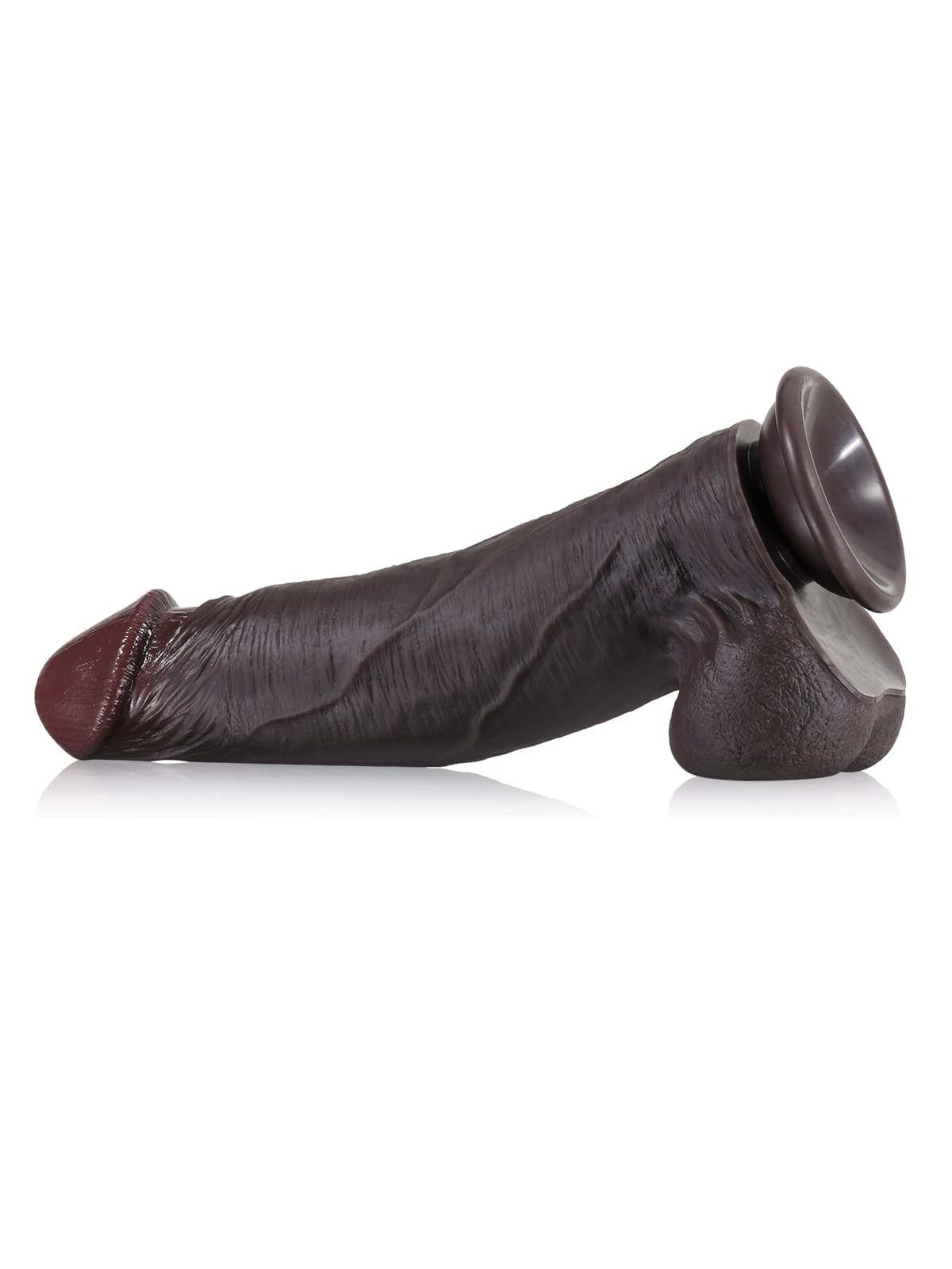 Joshua  9" x 2" Brown Soft Skin Thick Sliding Skin Dildo With Moving Balls - RealCocks