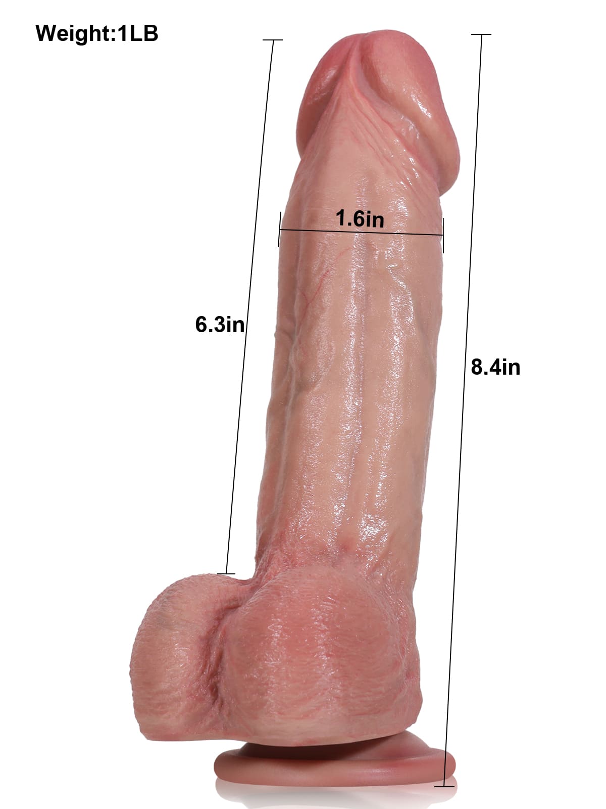 Sebastian 8.4" x 1.6" G Spot Flesh Curved Dildo With Metal Keel Bendable - RealCocks