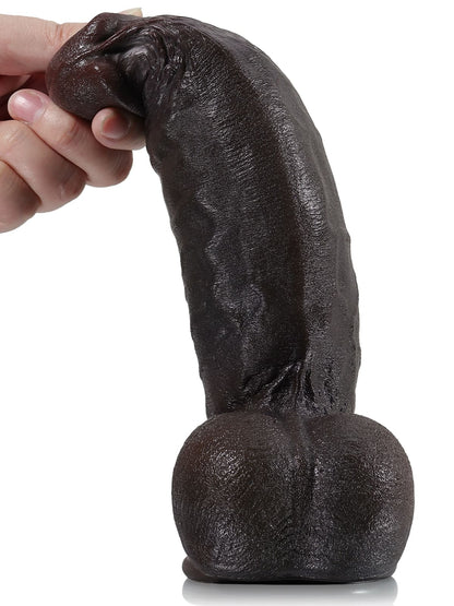 Kimi 8.6" x 2.2" Realistic Soft Black Like Thick Short Fat Dildo - RealCocks