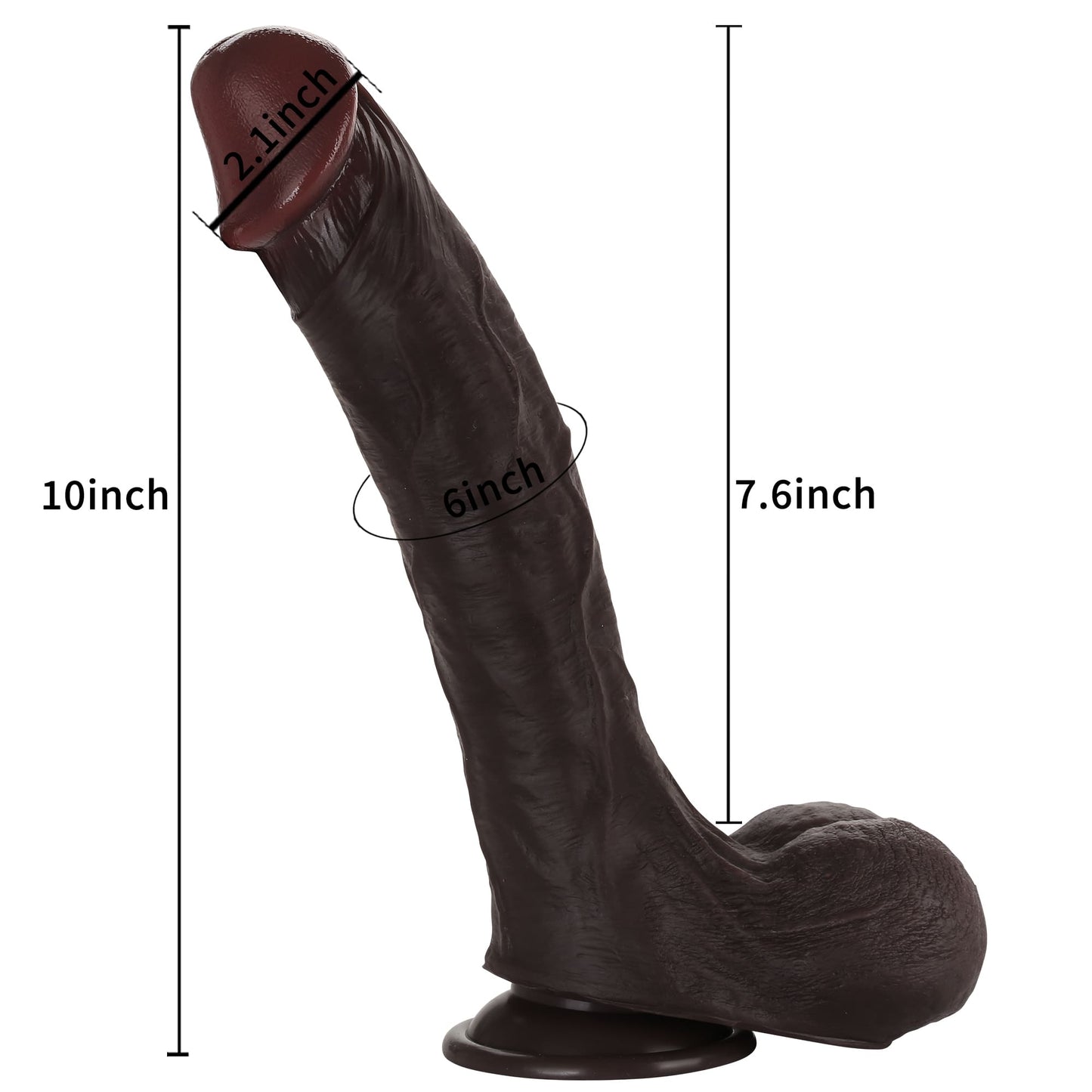 Knight 10 inch Real Feel Ball Super Realistic Glan Black Dildo