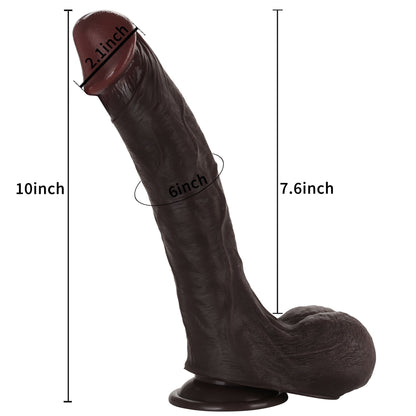 Knight 10 inch Real Feel Ball Super Realistic Glan Black Dildo