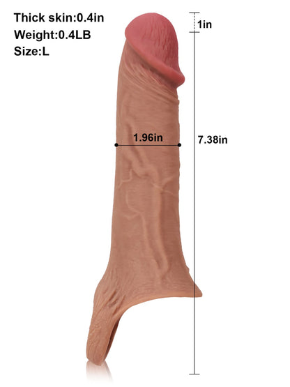 Perfect 8” Length x 5.9” Girth M/L Size Penis Sleeve With Ejaculatory Hole - RealCocks