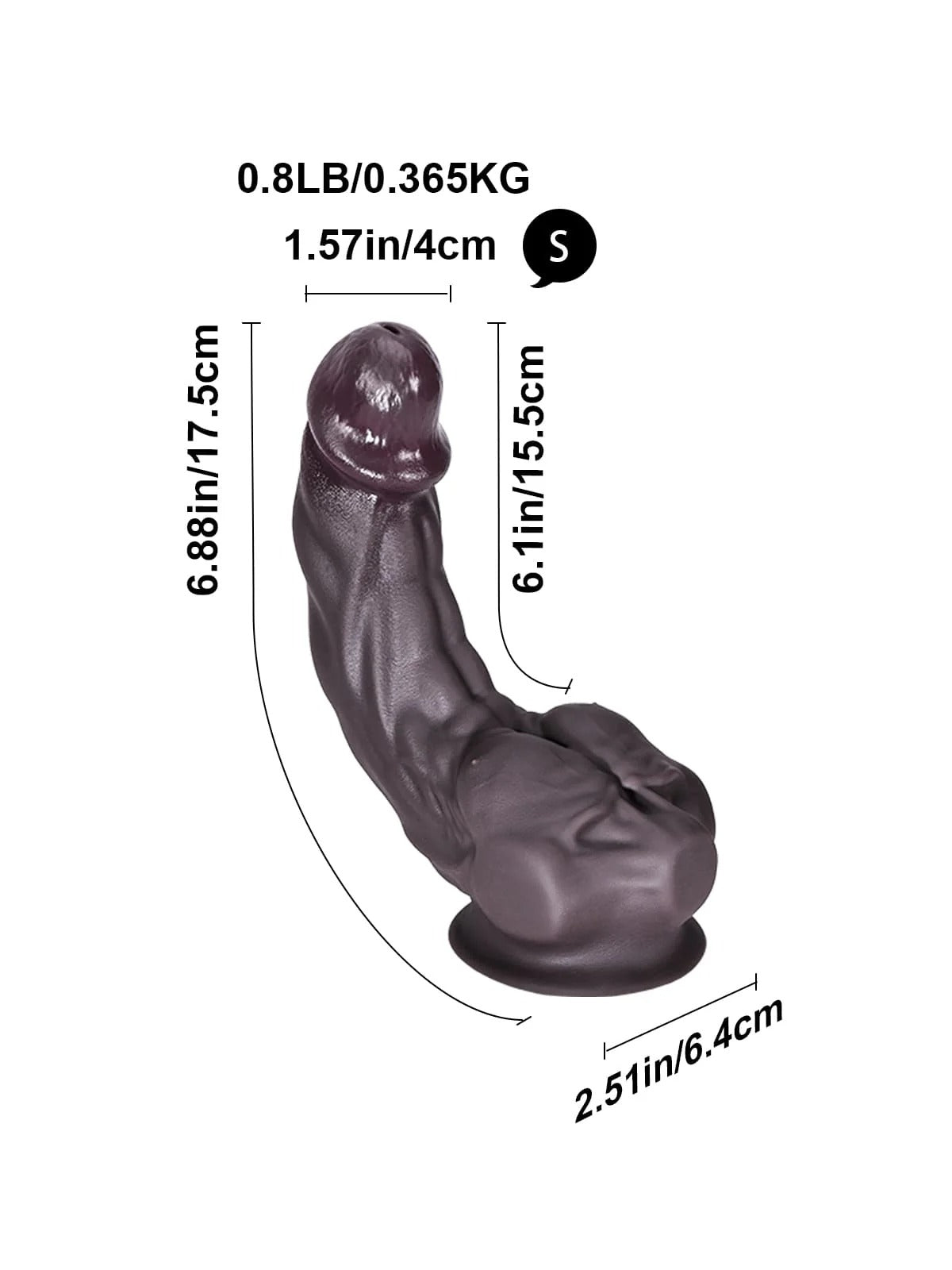 Louis 6.8" X 1.5" S Size Sexy Black Huge Muscle G Spot Dildo - RealCocks