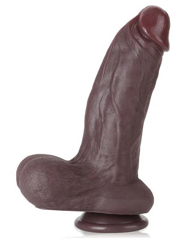 Max 8.3" x 2.2" Black Suction Cup Girthy Dildo With Moving Balls - RealCocks