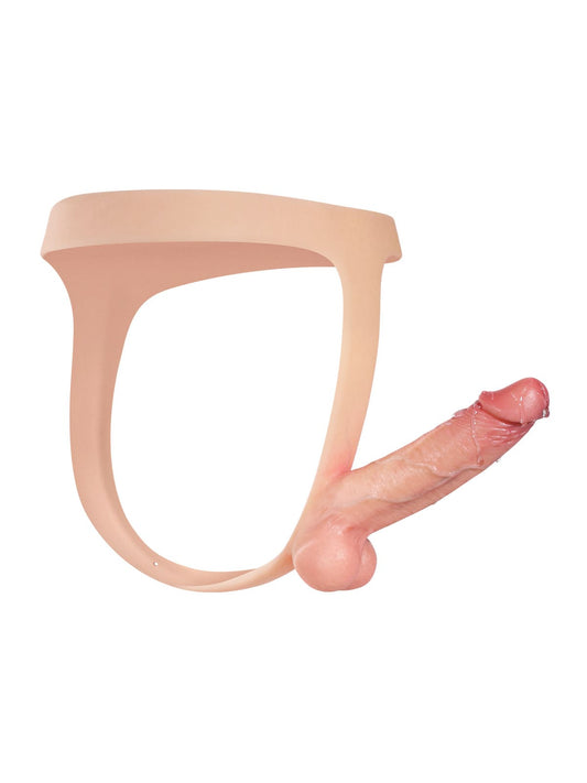 Nathan Flesh Realistic Silicone Strapped Dirty Penis, Sexy Thong Style - with 5.9" x 1.6" Dildo - RealCocks