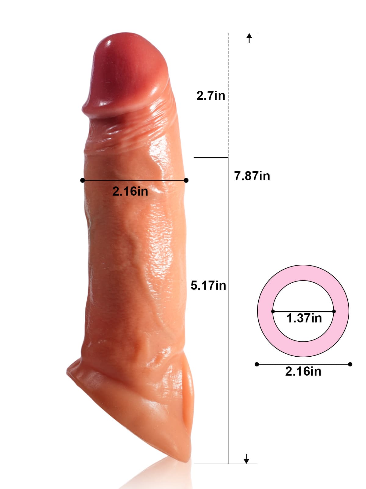 Palm 7.8” Length x 4.1” Vibrating Girth Silicone Penis Sleeve - RealCocks