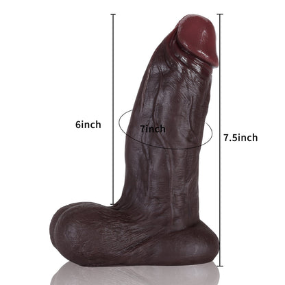 DONGTOY Vincent 7.5in Realistic Black Vibrating Dildo With Lifelike Balls Position 3