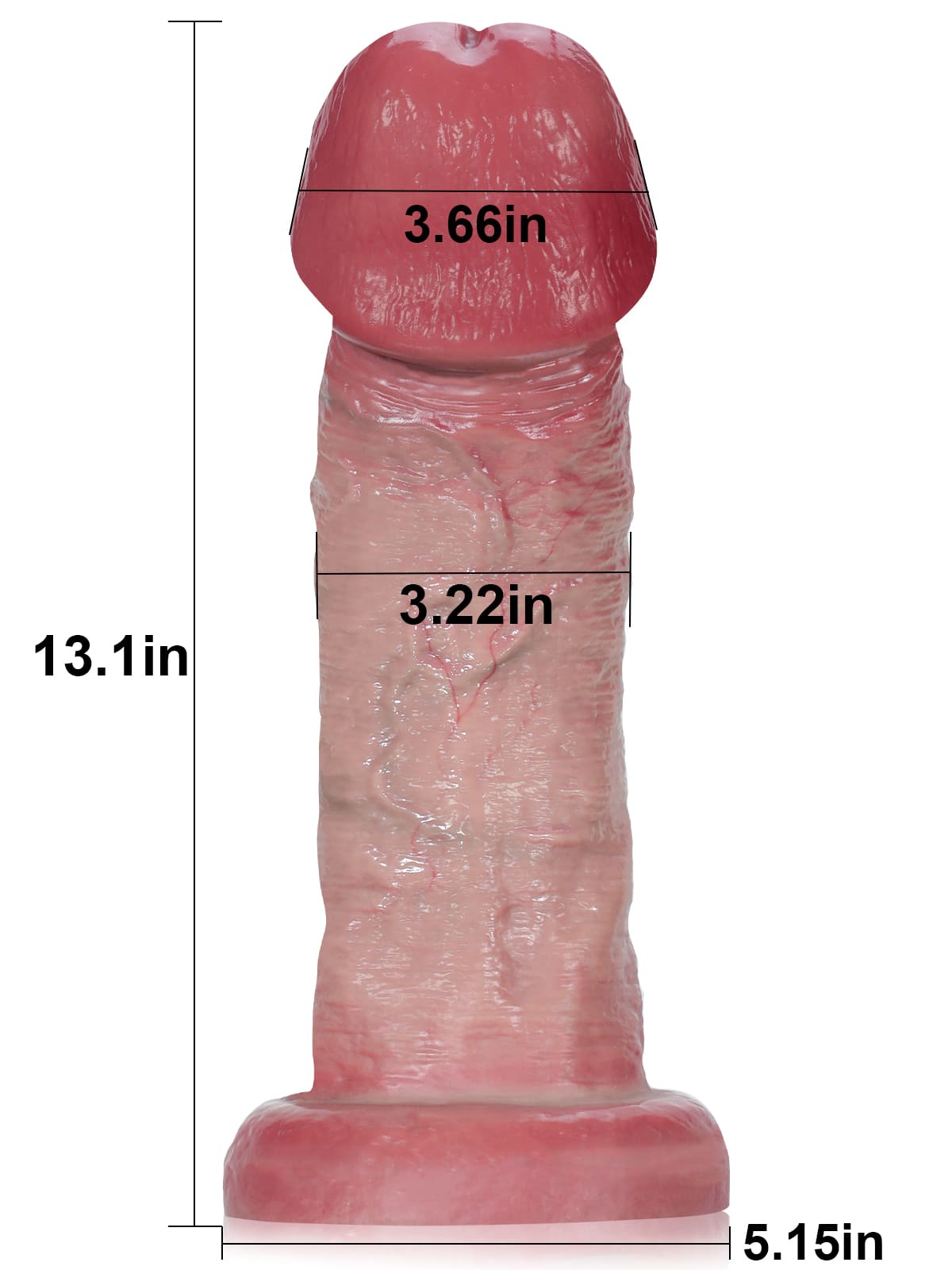 Turner 13" x 3.2" Extreme Huge Anal Dildo Flesh Skin Silicone Soft Dildo - RealCocks