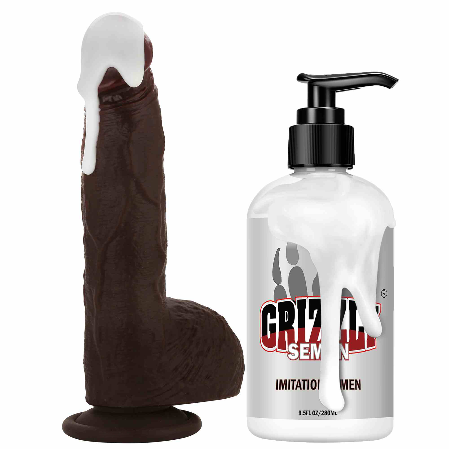 Boomer 9 inch Squirting Cumming Ejaculating Dildo Sliding Skin Black Dildo Position 13