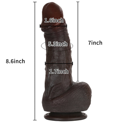 Hayes 8 inch Ultra Realistic Balck Dildo Real Soft Skin BBC Dildo Position 2