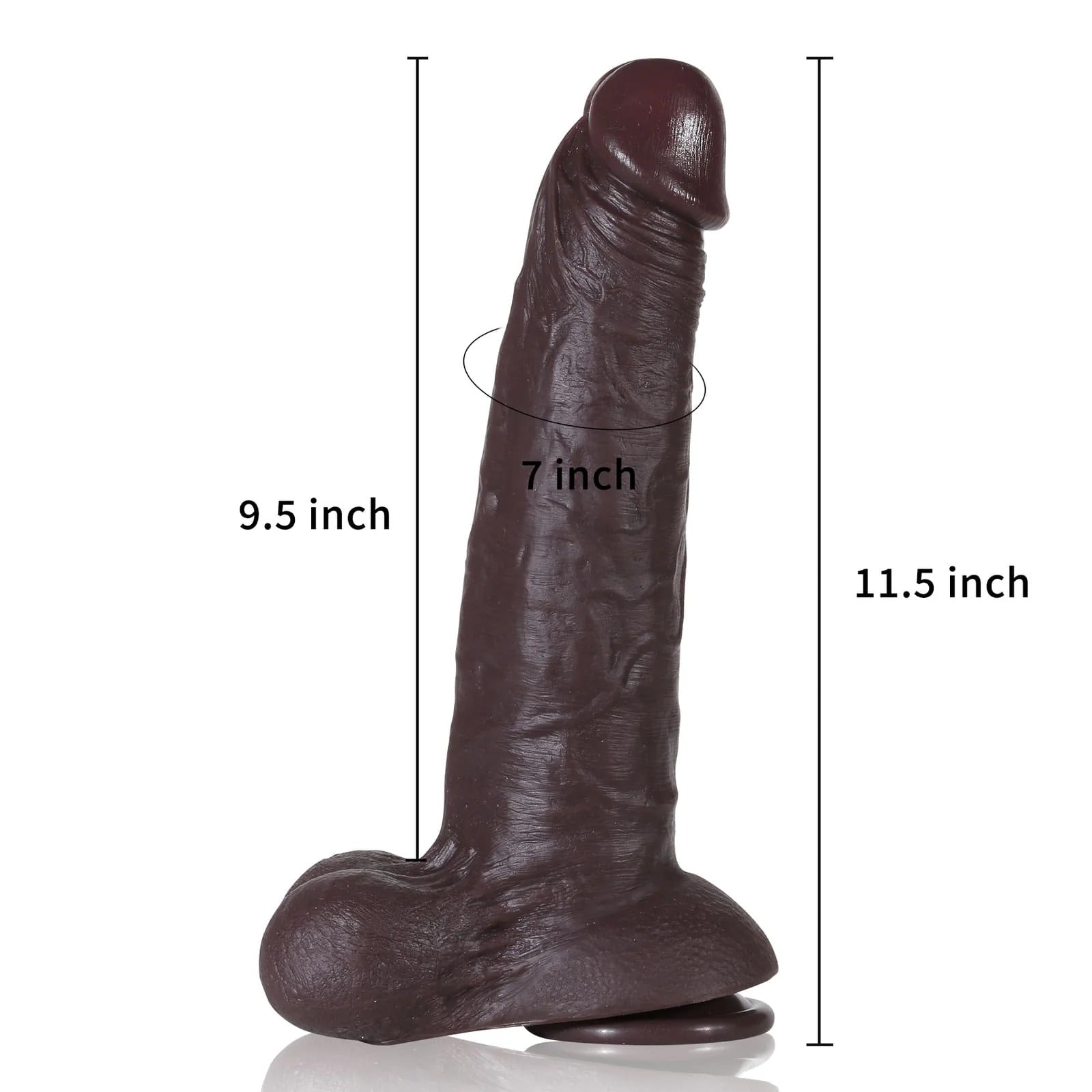 Levi 11inch Big Hyper Silicone Realistic Dildo with Balls featuring detailed texture and strong suction base